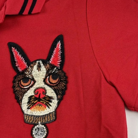 Gucci Orso & Bosco Patch Polo Shirt Small Year Of Dog - Picture 2 of 10